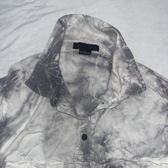 Sanctuary Tie Dye Boyfriend Button Down Shirt XS Gray - Picture 5 of 10